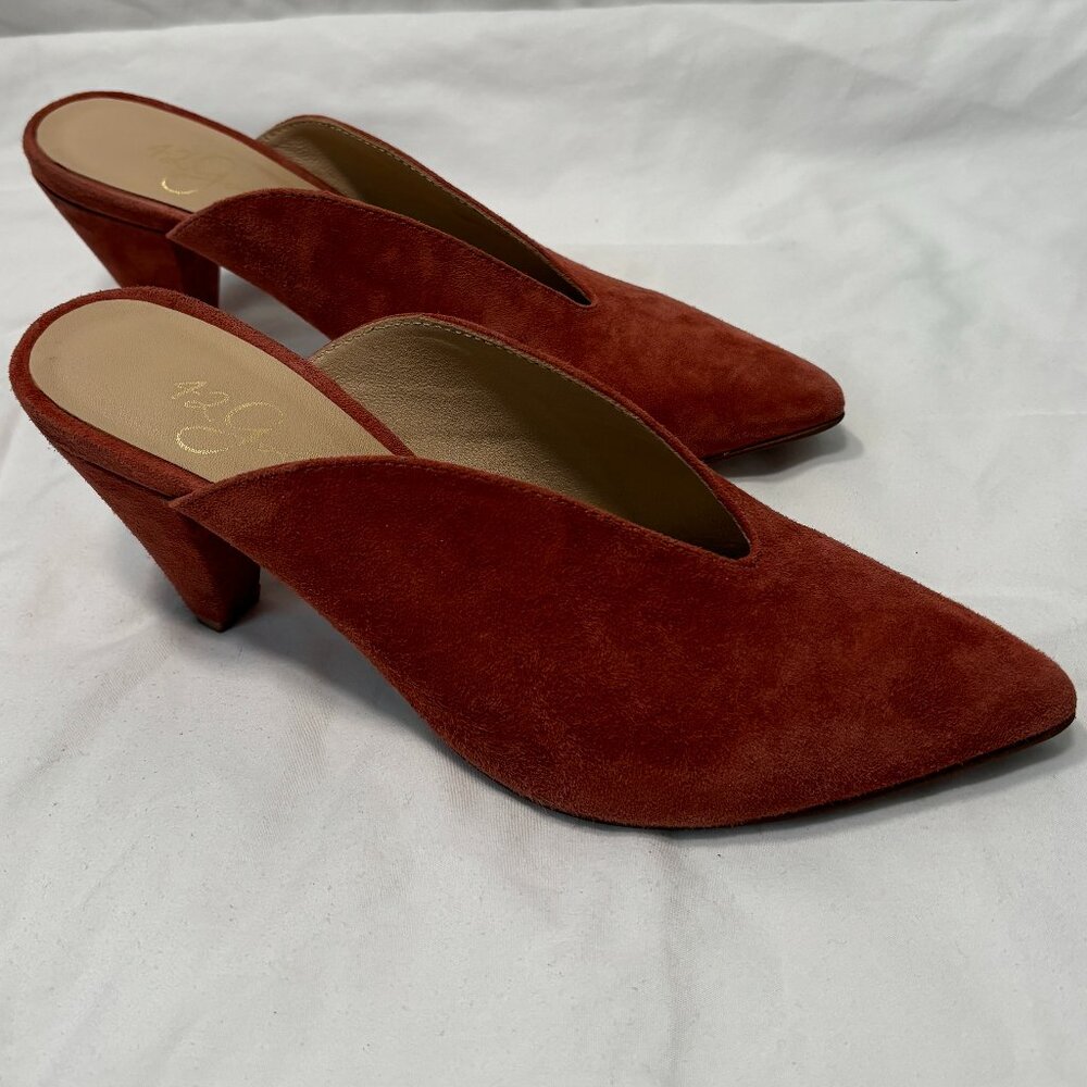 42 GOLD Overcome Mule In Tobacco Suede. Women's Size 7.5.